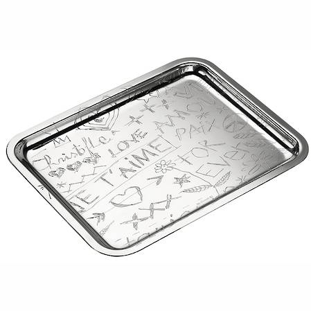 Silver Plated Graffiti Tray 26x20